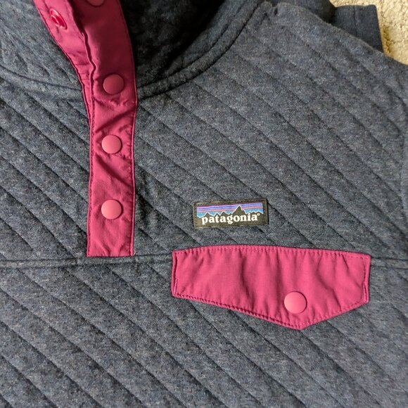 Patagonia Womens Small Organic Cotton Quilt Snap-T Pullover Sweatshirt Navy Blue - Picture 7 of 7